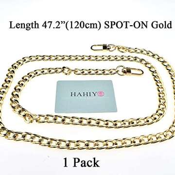 HAHIYO Gold Purse Chain Strap 47.2" for Bag Comfort