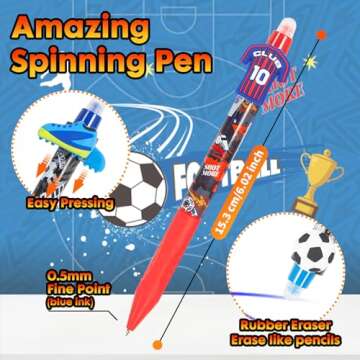 YOYTOO Erasable Gel Pens, 6 pcs Retractable Cartoon Spinning Erasable Pens Clicker Fine Point 0.5 mm, Make Mistakes Disappear, Blue Ink for Journaling Drawing Writing Planner Back to School