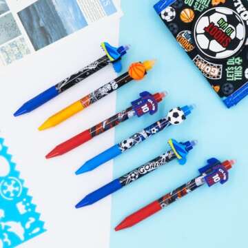 YOYTOO Erasable Gel Pens, 6 pcs Retractable Cartoon Spinning Erasable Pens Clicker Fine Point 0.5 mm, Make Mistakes Disappear, Blue Ink for Journaling Drawing Writing Planner Back to School