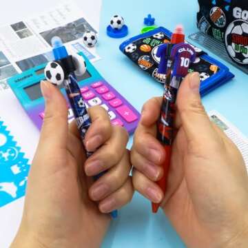 YOYTOO Erasable Gel Pens, 6 pcs Retractable Cartoon Spinning Erasable Pens Clicker Fine Point 0.5 mm, Make Mistakes Disappear, Blue Ink for Journaling Drawing Writing Planner Back to School