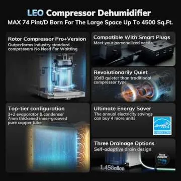 AEOCKY 4500 Sq.Ft Energy Star Dehumidifier 74 Pint