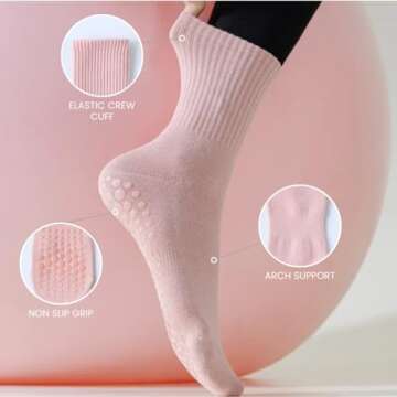 Non-Slip Grip Socks for Women - Perfect for Pilates & Yoga