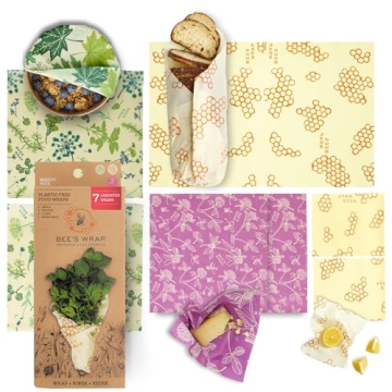 Bee's Wrap Reusable Beeswax Food Wraps Made in the USA, Eco Friendly Beeswax Wraps for Food, Sustain...