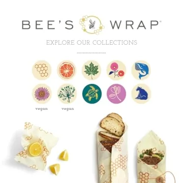 Bee's Wrap Reusable Beeswax Food Wraps Made in the USA, Eco Friendly Beeswax Wraps for Food, Sustainable Food Storage Containers, 7 Piece Variety Pack, Assorted 7 Pack (2S, 2M, 2L, 1 Bread), Variety