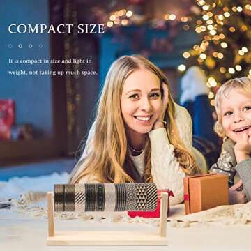 Kisangel Ribbon Storage Organizers Wood Ribbon Rack Holder Craft Ribbon Spool Storage Tool for Wrapping Paper Wreath Making Supplies