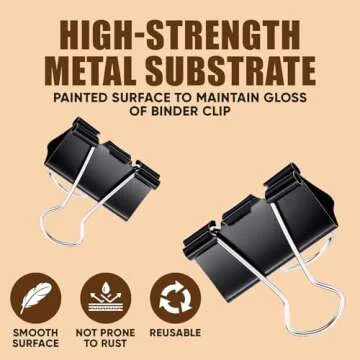 Binder Clips, 48 Pcs Medium Binder Clips, Kalerr Black Binder Clips Medium, 1.25 Inches Binder Clip with Container, Paper Binder Clips Office Supplies, Paper Clamps Bulk for Office, Home, School