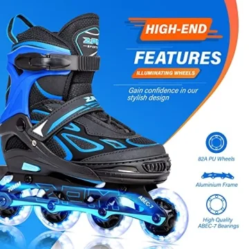 2PM SPORTS Adjustable Light Up Inline Skates for Kids