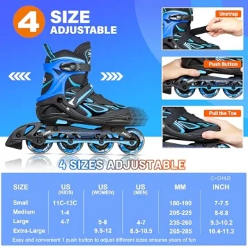 2PM SPORTS Adjustable Light Up Inline Skates for Kids