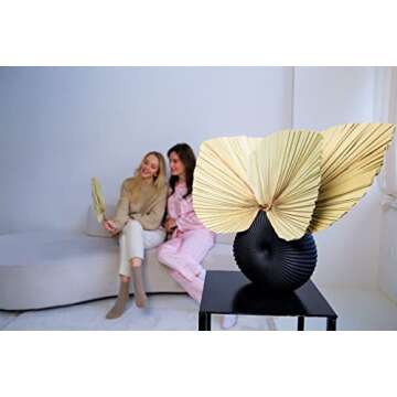 lav3life Natural Dried Palm Leaves with Natural Color for Bouquet, 4 pcs Large 18 x 12 inches Dried Palm Spear, Home Decor, Luau Party Table Decoration, Wedding Decor, Party Decoration