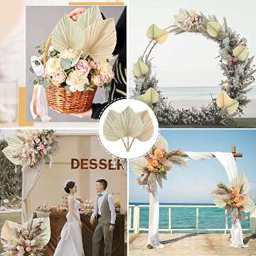 lav3life Natural Dried Palm Leaves with Natural Color for Bouquet, 4 pcs Large 18 x 12 inches Dried Palm Spear, Home Decor, Luau Party Table Decoration, Wedding Decor, Party Decoration