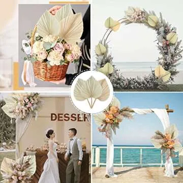 lav3life Natural Dried Palm Leaves with Natural Color for Bouquet, 4 pcs Large 18 x 12 inches Dried Palm Spear, Home Decor, Luau Party Table Decoration, Wedding Decor, Party Decoration