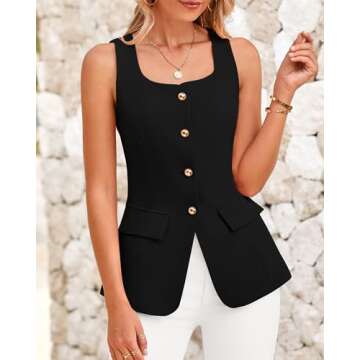 BTFBM Womens Stylish Sleeveless Suit Vests for All Occasions