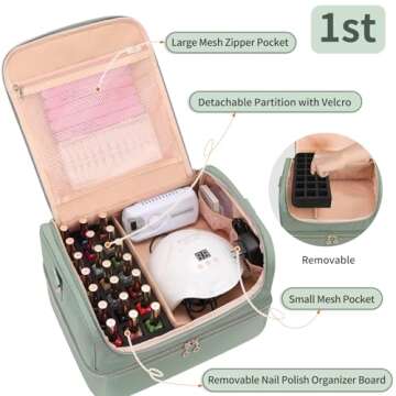 CUBETASTIC Nail Polish Organizer, Portable Nail Polish Storage Case Holds 69 Bottles Nail Polish & N...