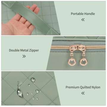 CUBETASTIC Nail Polish Organizer, Portable Nail Polish Storage Case Holds 69 Bottles Nail Polish & Nail Lamp, Travel Nail Supplies Organizer Bag for Nail Tech Kit & Manicure Tools (Rhombus Green)