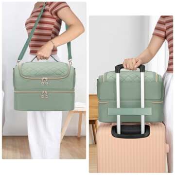 CUBETASTIC Nail Polish Organizer, Portable Nail Polish Storage Case Holds 69 Bottles Nail Polish & Nail Lamp, Travel Nail Supplies Organizer Bag for Nail Tech Kit & Manicure Tools (Rhombus Green)