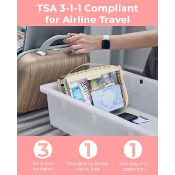 BAGSMART TSA Approved Toiletry Bag, Clear Travel Toiletry Bag, Makeup Cosmetic Pouch Bag for Women M...