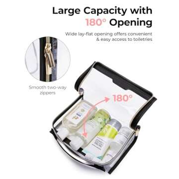 BAGSMART TSA Approved Toiletry Bag, Clear Travel Toiletry Bag, Makeup Cosmetic Pouch Bag for Women Men Carry on Airport Airline Quart Size Compliant Bag Organizer for Travel Essentials-1PCS Khaki