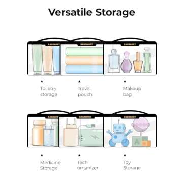 BAGSMART TSA Approved Toiletry Bag, Clear Travel Toiletry Bag, Makeup Cosmetic Pouch Bag for Women Men Carry on Airport Airline Quart Size Compliant Bag Organizer for Travel Essentials-1PCS Khaki