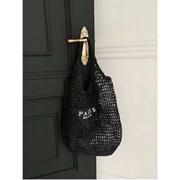 POOOPSSD Stylish Woven Beach Tote Bag for Women - Large Capacity