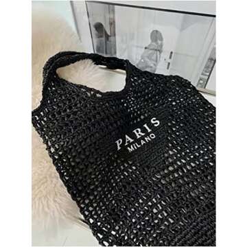 POOOPSSD Stylish Woven Beach Tote Bag for Women - Large Capacity