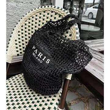 POOOPSSD Stylish Woven Beach Tote Bag for Women - Large Capacity
