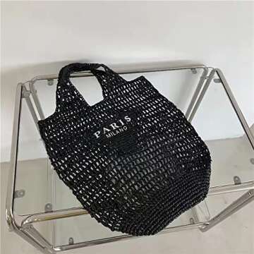 POOOPSSD Stylish Woven Beach Tote Bag for Women - Large Capacity