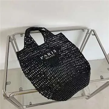 POOOPSSD Stylish Woven Beach Tote Bag for Women - Large Capacity