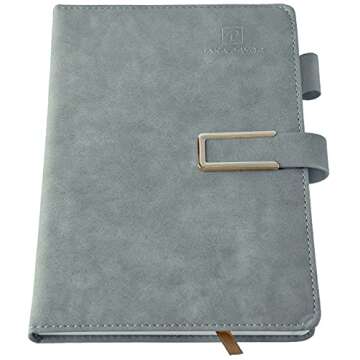 Ruled Journal Notebook, Hardcover Magnetic Clasp Cove, Personal Professional Lined Notebooks, with Pen Loop，Medium 5.7 x 8.3 inches, 120 GSM Thick Paper Gifts Gray