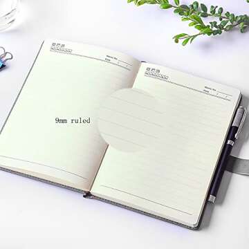 Ruled Journal Notebook, Hardcover Magnetic Clasp Cove, Personal Professional Lined Notebooks, with Pen Loop，Medium 5.7 x 8.3 inches, 120 GSM Thick Paper Gifts Gray