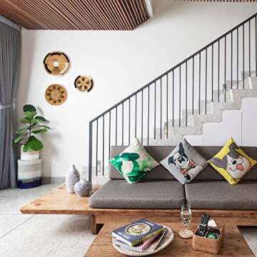 KIWI HOMIE - Set of 3 Round Woven Water Hyacinth Wall Decor Basket Trays, Round Wicker Baskets Handm...