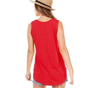 9052 Women's Soft Jersey Knit Scoop Neck Sleeveless Loose Tank Top RED S