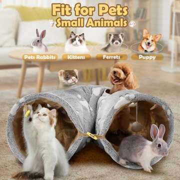 BETOPET Cat Tunnel - 10‘’ Large Collapsible Cat Tunnels for Indoor Cats, Kittens, Rabbits, Ferret - Paw Print