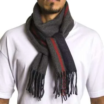 Alpine Swiss Mens Plaid Scarf Soft Winter Scarves Unisex,Red Stripe,One Size