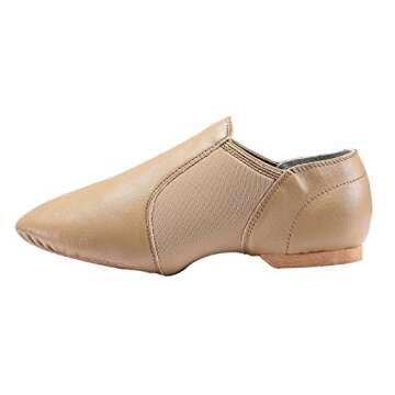 Dynadans Leather Upper Slip-on Jazz Shoe for Girls and Boys (Big Kid/Little Kid/Toddler) 2M Little Kid Brown