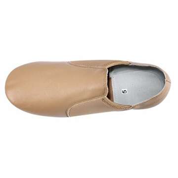 Dynadans Leather Upper Slip-on Jazz Shoe for Girls and Boys (Big Kid/Little Kid/Toddler) 2M Little Kid Brown