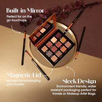 Lamora Nude Bronze Eyeshadow Palette - 12 Warm Brown Shades for Travel