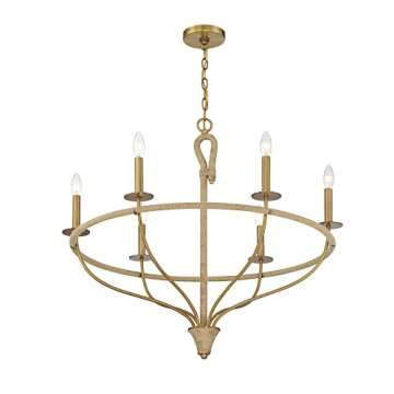 Savoy House 1-1823-6-320 Charter 6-Light Chandelier in Warm Brass and Rope (32" W x 28"H)