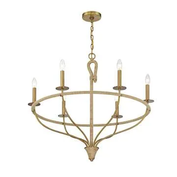 Savoy House 1-1823-6-320 Charter 6-Light Chandelier in Warm Brass and Rope (32" W x 28"H)