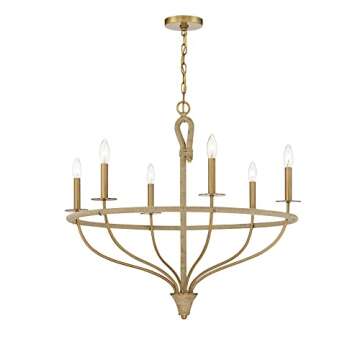 Savoy House 1-1823-6-320 Charter 6-Light Chandelier in Warm Brass and Rope (32" W x 28"H)