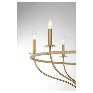 Savoy House 1-1823-6-320 Charter 6-Light Chandelier in Warm Brass and Rope (32" W x 28"H)