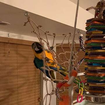 Tfwadmx Natural Bird Rope Net – 24"X24" Parrot Swing Hammock for Small Pets