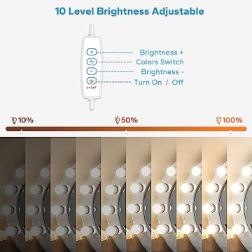 Dimmable LED Vanity Mirror Lights with 10 Bulbs