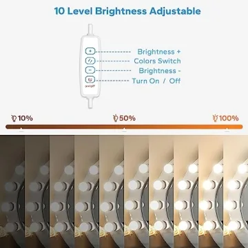 Dimmable LED Vanity Mirror Lights with 10 Bulbs