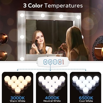 Dimmable LED Vanity Mirror Lights with 10 Bulbs