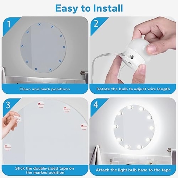 Dimmable LED Vanity Mirror Lights with 10 Bulbs