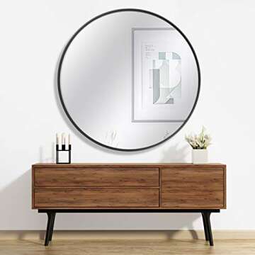 MORIGEM 31.5" Round Metal Frame Mirror
