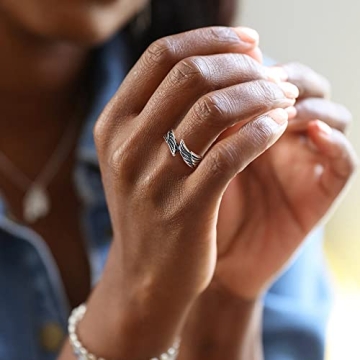 Stylish TIGRADE Feather Angel Wing Stainless Steel Ring