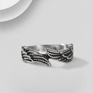 Stylish TIGRADE Feather Angel Wing Stainless Steel Ring