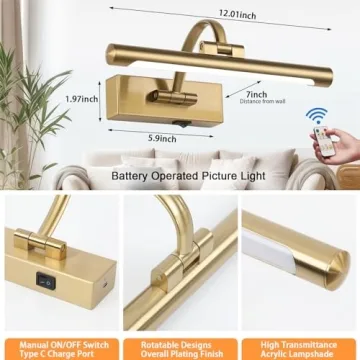 Stylish and Adjustable Tassuowell Picture Light for Your Artwork