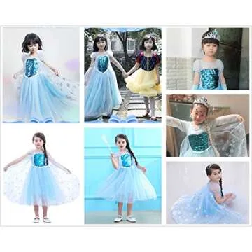 Party Chili Princess Costumes Birthday Dress Up for Little Girls with Crown,Mace,Gloves Accessories 3t 4t Years(110cm)
